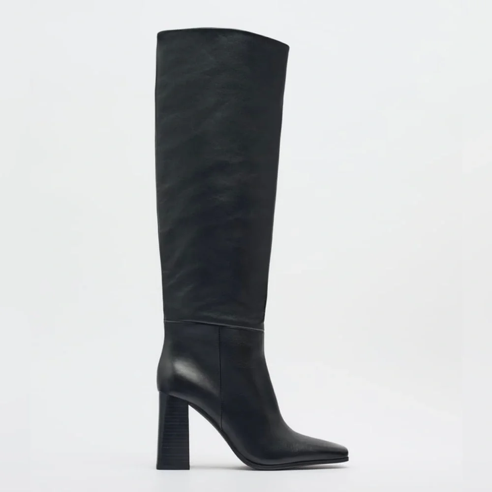 Zara heeled boots leather black - Picture 3 of 8